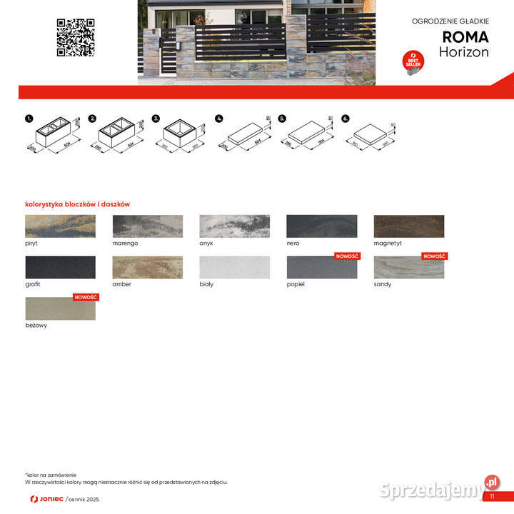 Bloczek ogrodzeniowy Joniec Roma horizon biały świętokrzyskie Piotrowiec