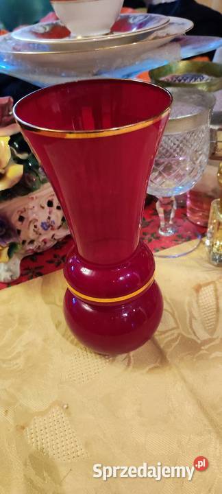 Wazon czerwony szkło Bohemia początek XX wieku Wrocław sprzedam