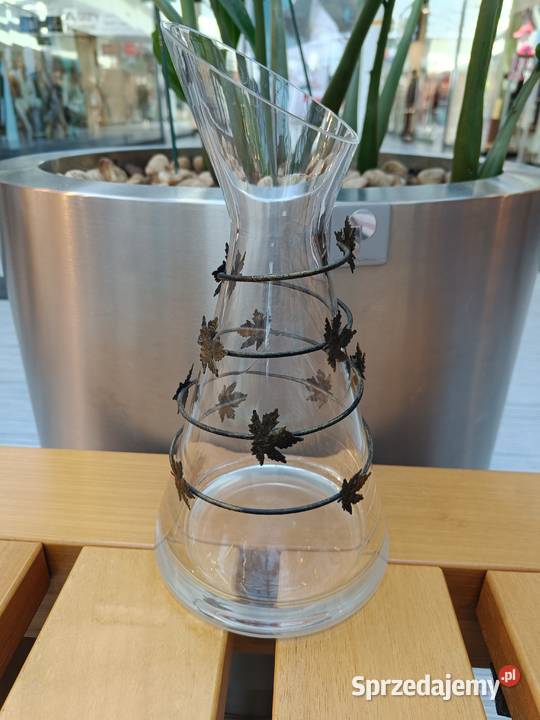 Wazon szklany z metalowym zdobieniem w klonowe Dom i Ogród Warszawa