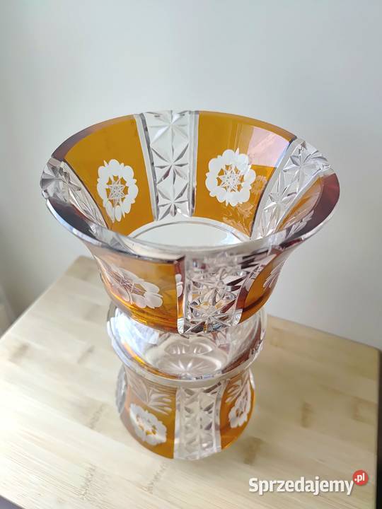 Wazon dwubarwny kryształowy w kwiaty vintage Kraków