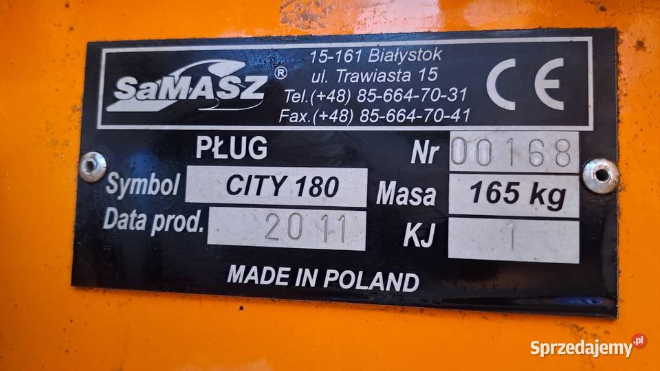 Pług do odśnieżania SaMASZ City 180 Pozostałe