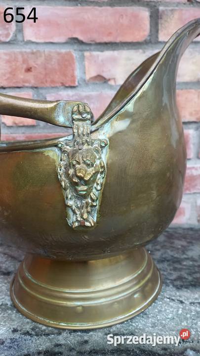 Pojemnik mosiężny z ceramiką Osłanka na doniczkę Gawroniec