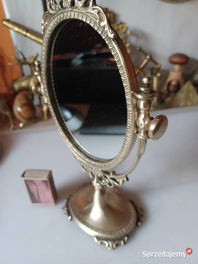 Piękne stojące lusterko w mosiężnej obudowie Poznań