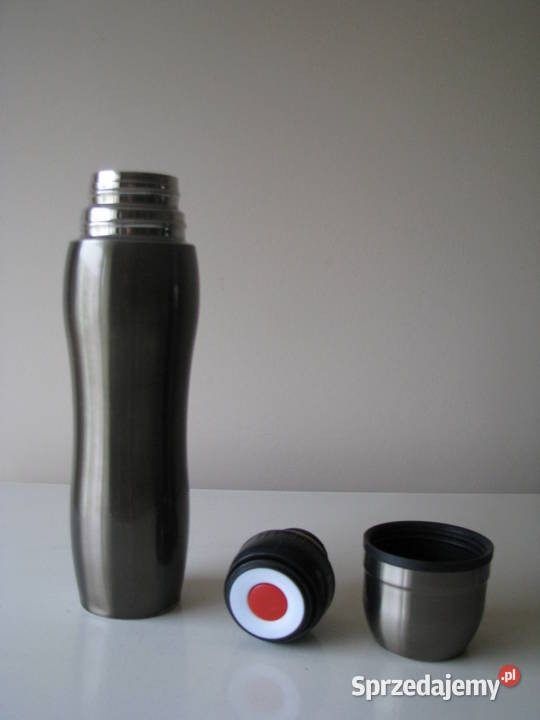 Mały stalowy termos turystyczny z kubkiem 04 l Brzegi sprzedam