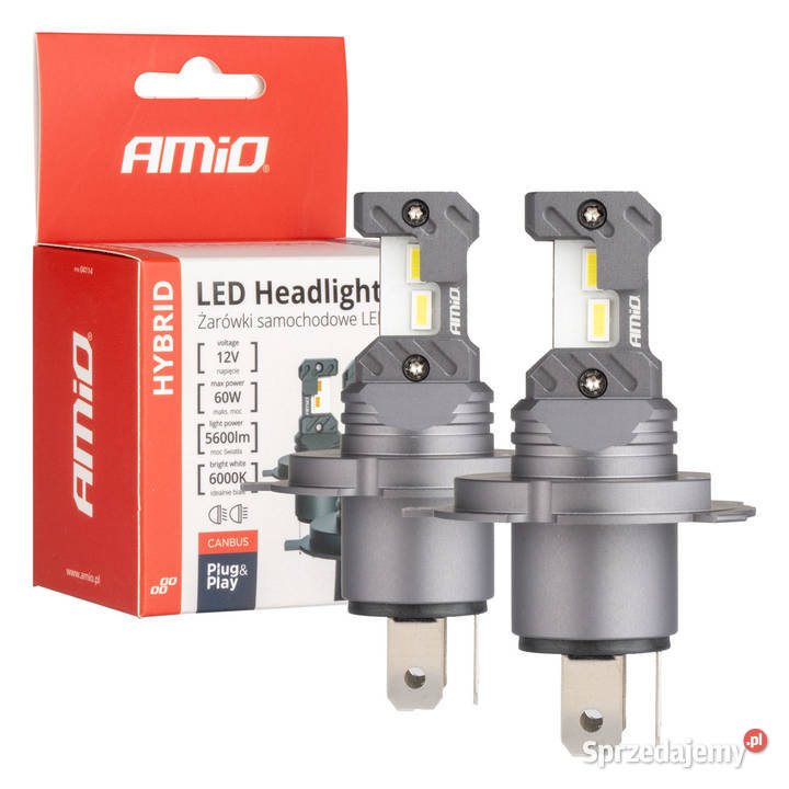 ŻARÓWKI LED AMIO H4 H19 HYBRID CANBUS Gniezno
