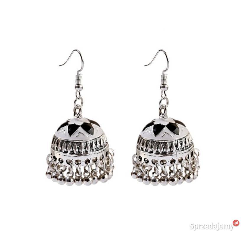 Nowe kolczyki indyjskie dzwonki srebrny kolor Szczecin