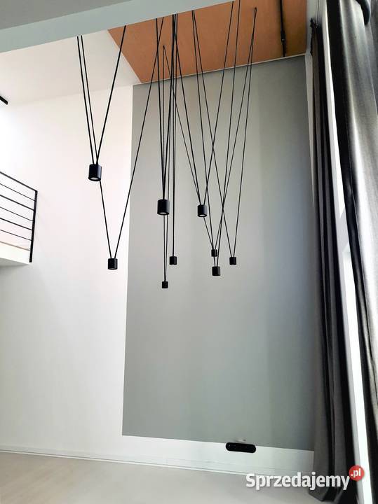 salon z antresolą długa lampa wisząca LUKLIGHT Rzeszów