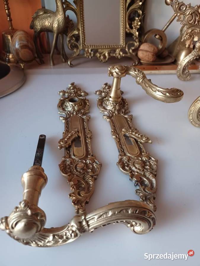 Komplet pałacowych szyldów i klamek Mosiądz Poznań
