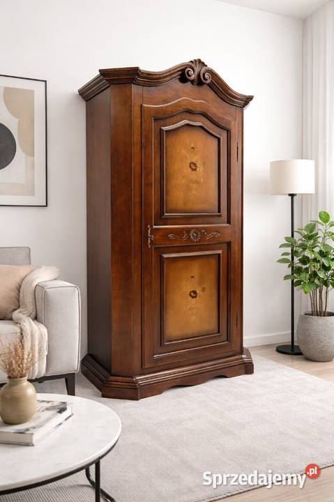 Stylowa intarsjowana szafa z kwiatowym motywem Meble wielkopolskie Jerka