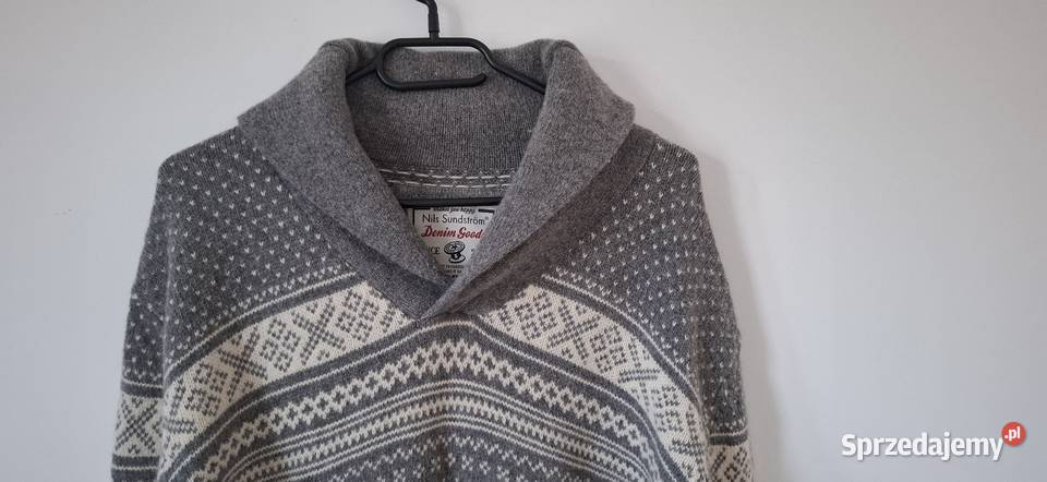 Wełniany męski sweter norweski wzór 36 S Nills Swetry i golfy Odzież i bielizna męska Kraków