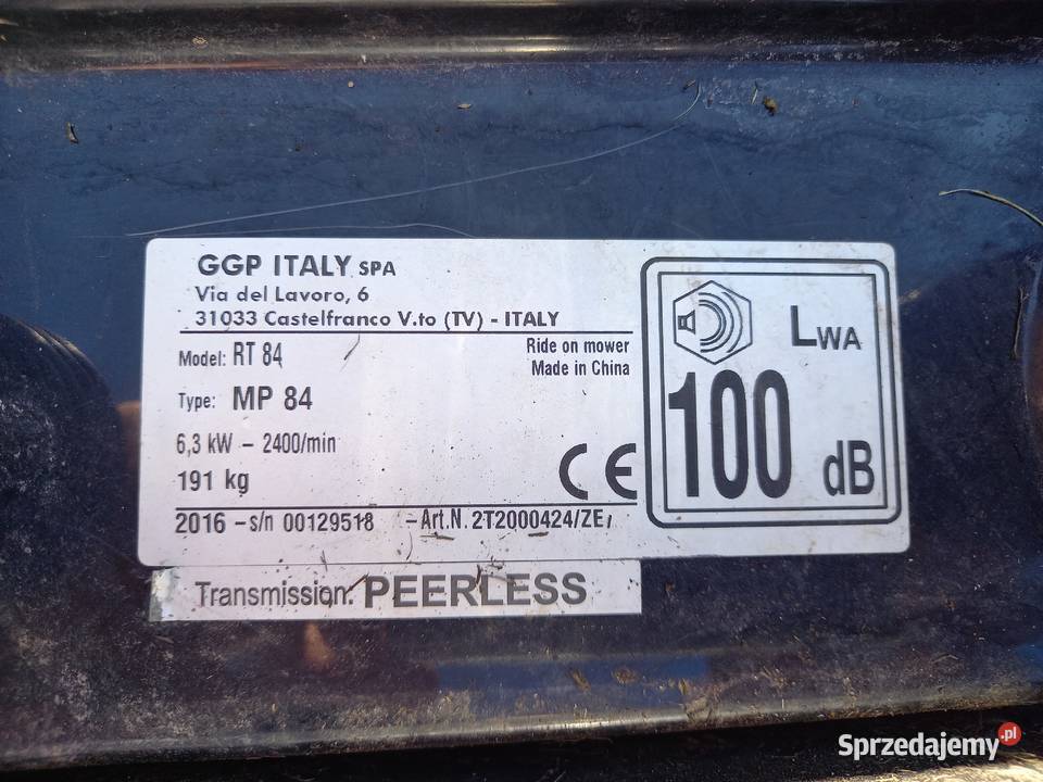 Traktorek kosiarka GGP Italy RT84 MP84 z koszem