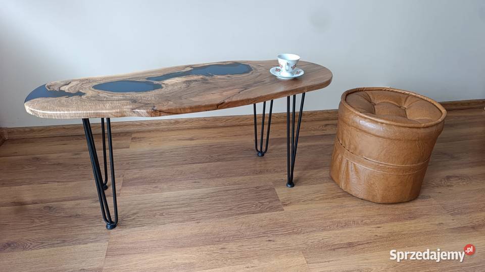 Stolik kawowy orzech żywica epoksydowa Unikalny Przemyśl