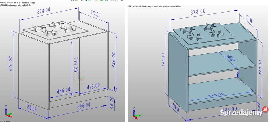 Projektowanie mebli kuchni na wymiar rendering Jeżowe