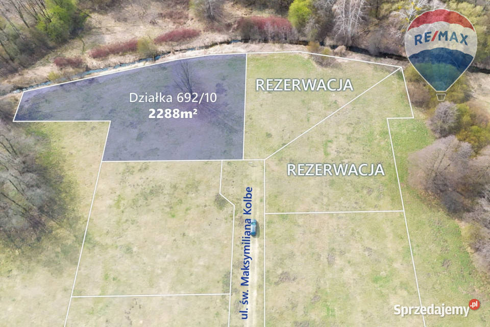 Działka rzeką pow 2288 m2 Budy Zosine WZ