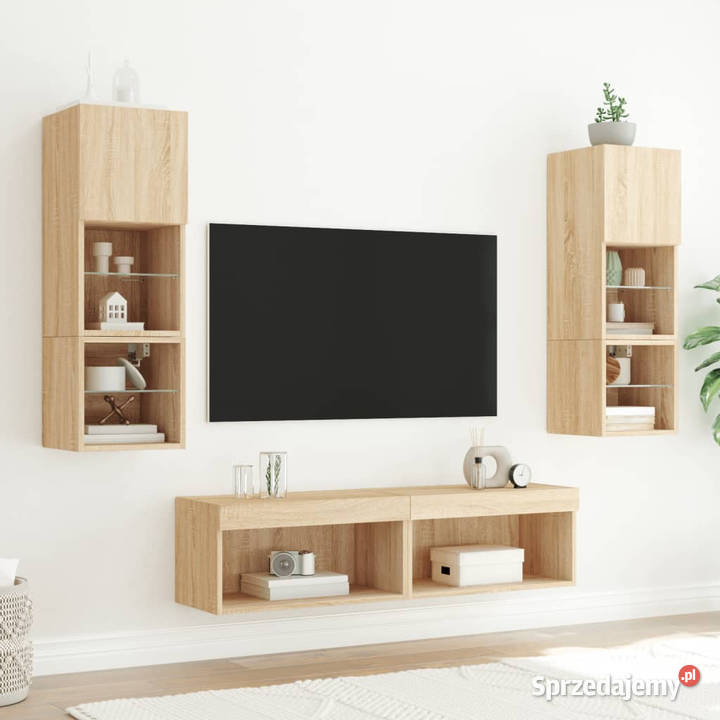 Szafka pod TV z oświetleniem LED dąb sonoma mazowieckie