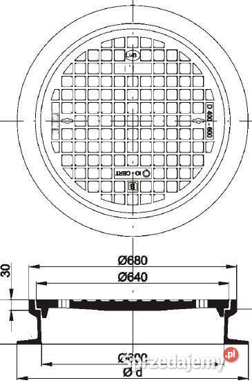 Właz żeliwny uliczny do studzienek fi600mm Instalacje Toruń