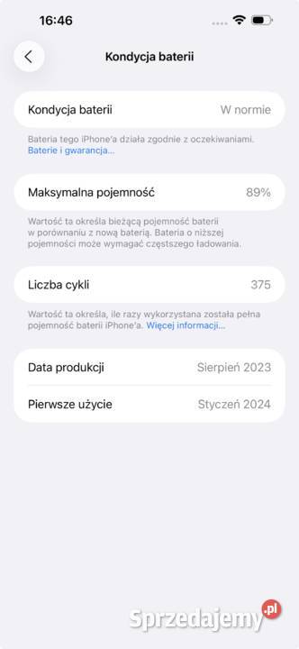 iphone 15 pro 256gb 89 bateria Wrocław sprzedam