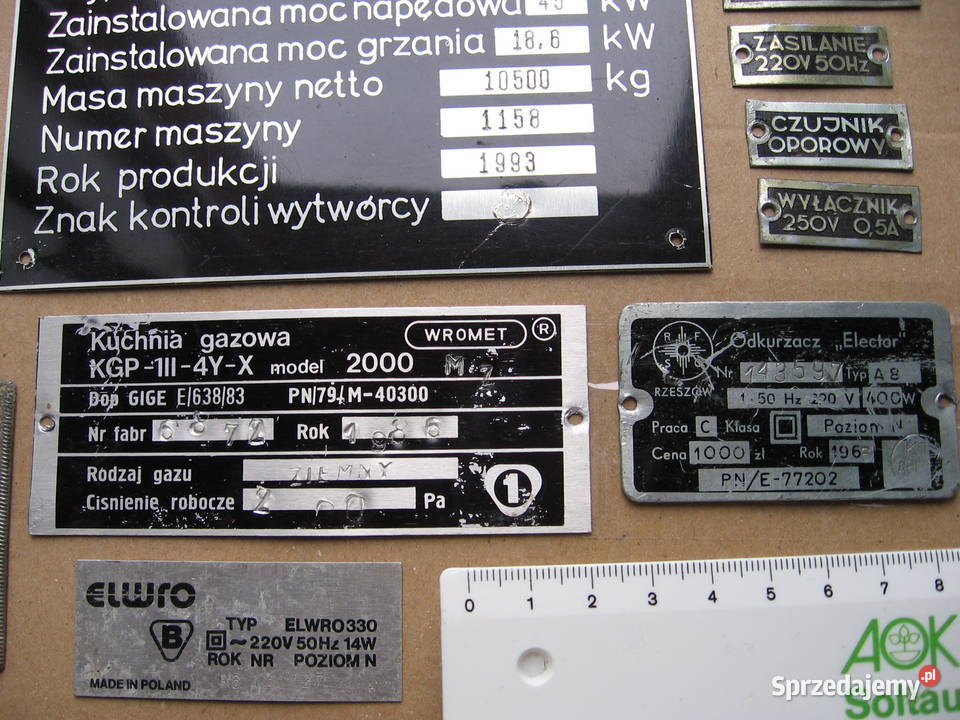 Tabliczki znamionowe Elwro Wtomet Wąbrzeźno Przemyśl