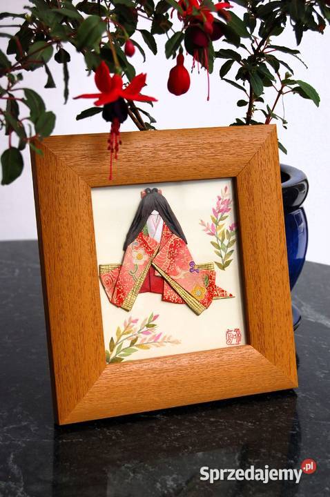 Origami japońskie kobieta w kimonie gejsza obraz Lublin