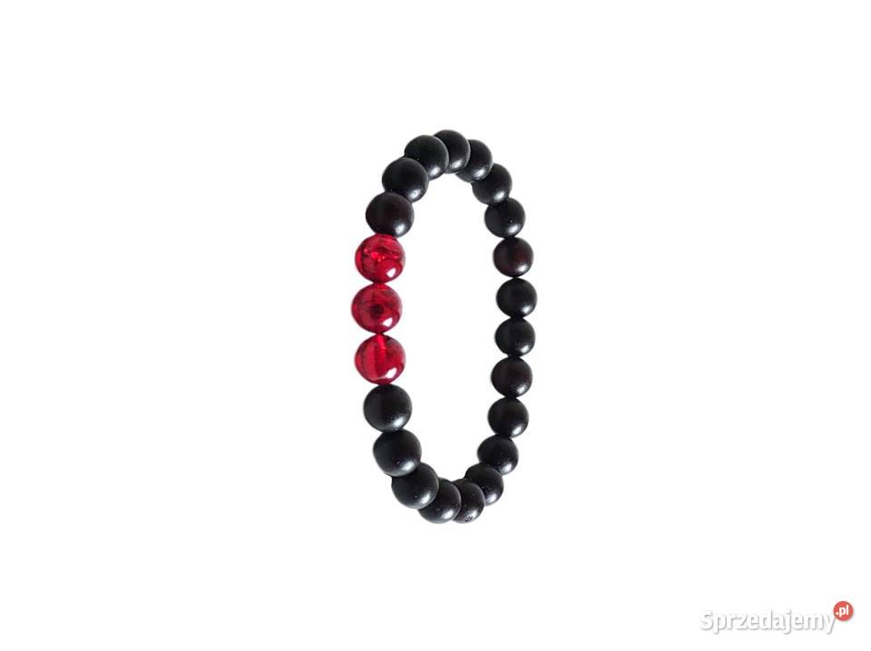 7443 Czarne i Czerwone Bursztynowe Kulki Kędzierzyn-Koźle