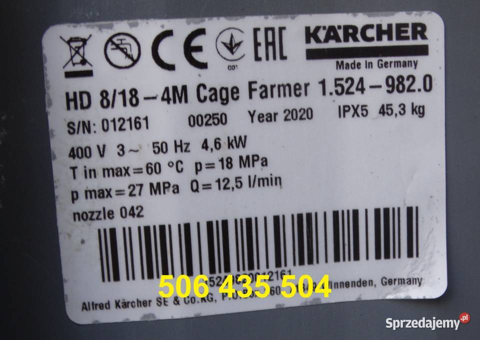 Myjka Ciśnieniowa Karcher HD 818 4M Cage FARMER Radom