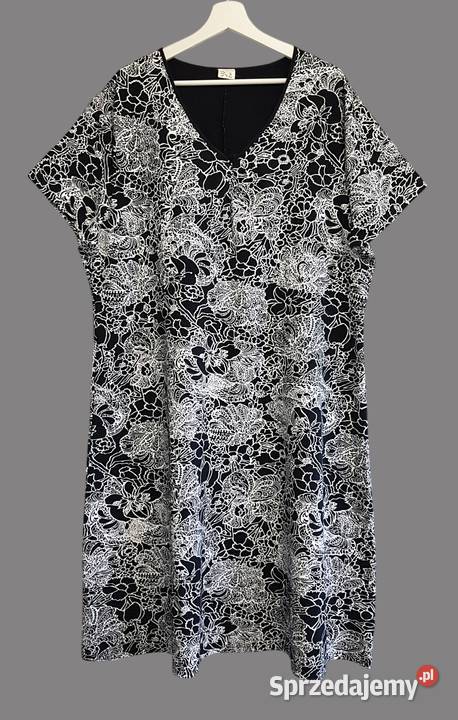 Damska sukienka bawełniana białoczarna z krótkim Chrzanów sprzedam