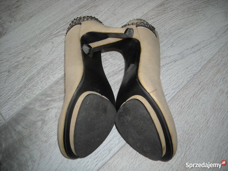 beżowe szpilki łańcuszki 38 Lubartów