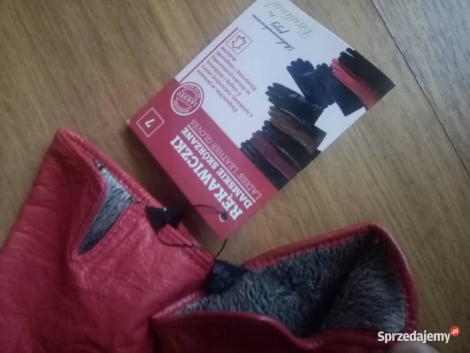 Rękawiczki damskie skórka Czerwone 7 pomorskie Gdańsk sprzedam