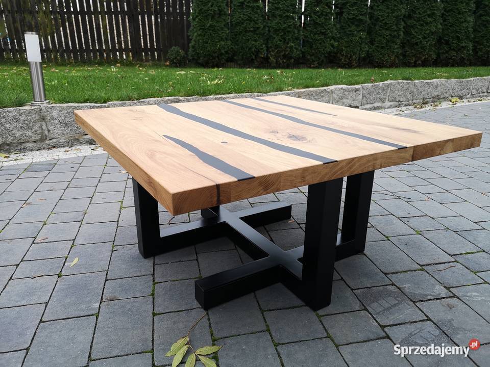 Stolik kawowy dębowostalowy LOFT RESIN wesstol Legnica