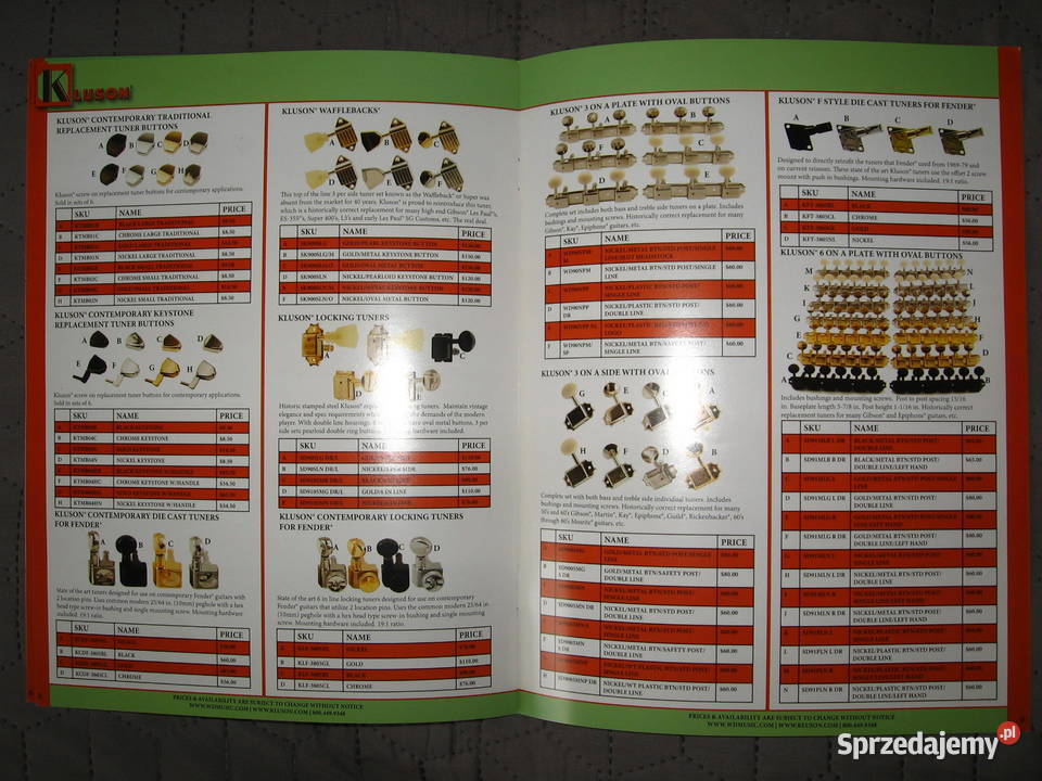 Kluson Bridges Tailpieces Parts Hardware Catalog pomorskie