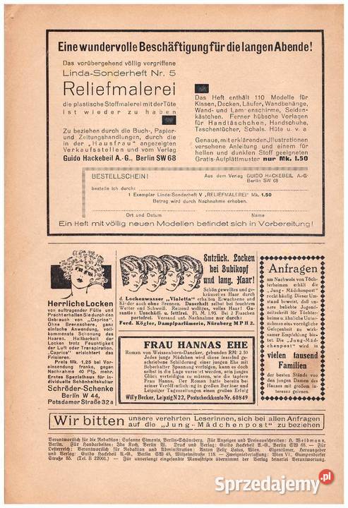 zabytkowa gazeta poczta młodej dziewczyny Warszawa