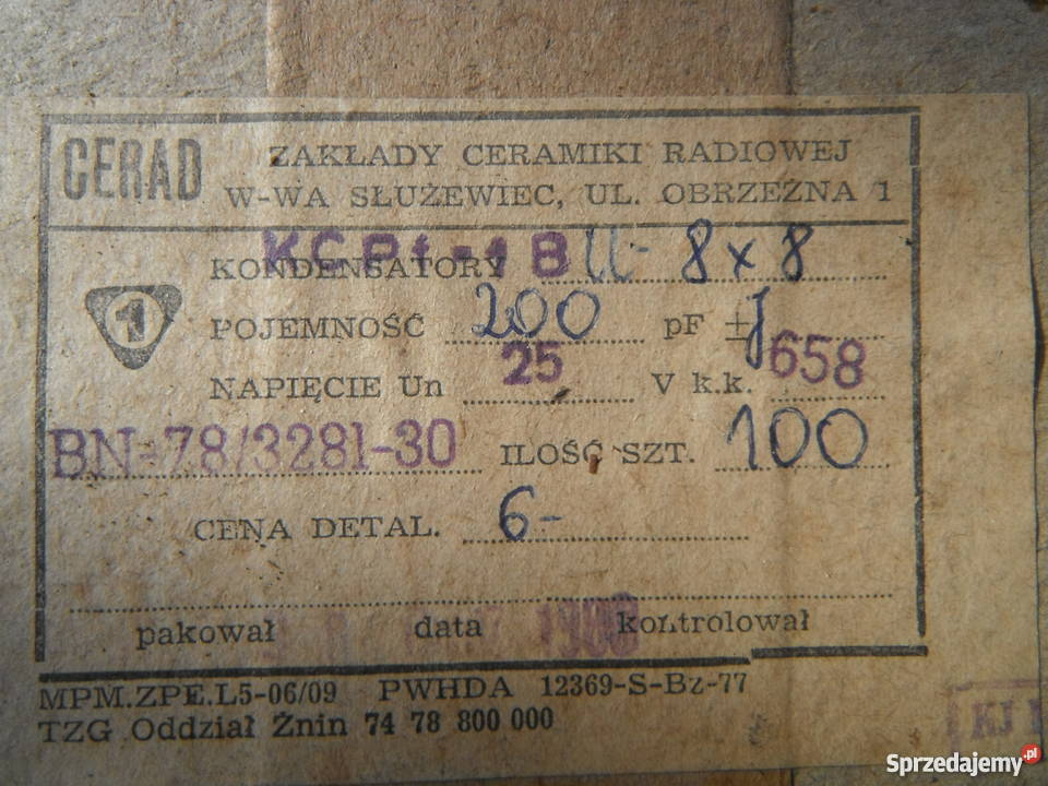 Kondensator CERAD radiowe KCP KCR KFP KFPf KCPf Części i akcesoria Barak