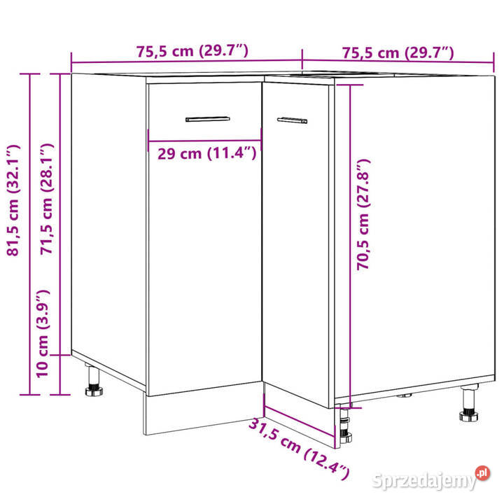 Szafka kuchenna dąb artisan 755x755x815 WM856096 Warszawa