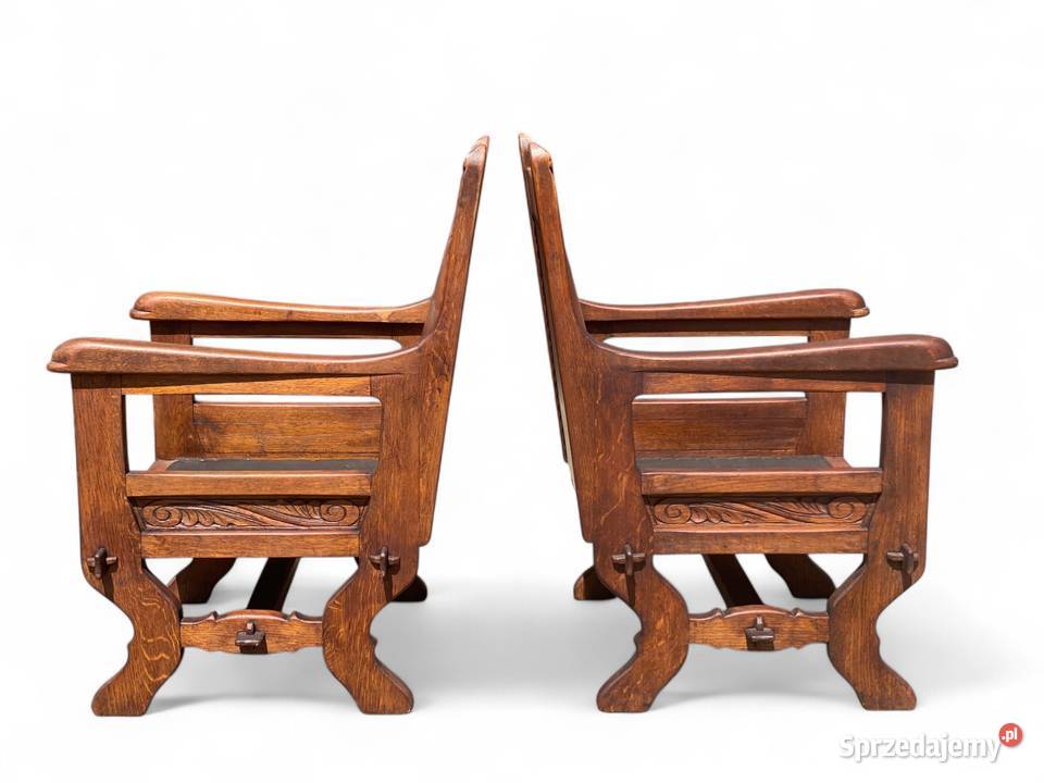 Stary dębowy komplet wypoczynkowy skóra Gryfice