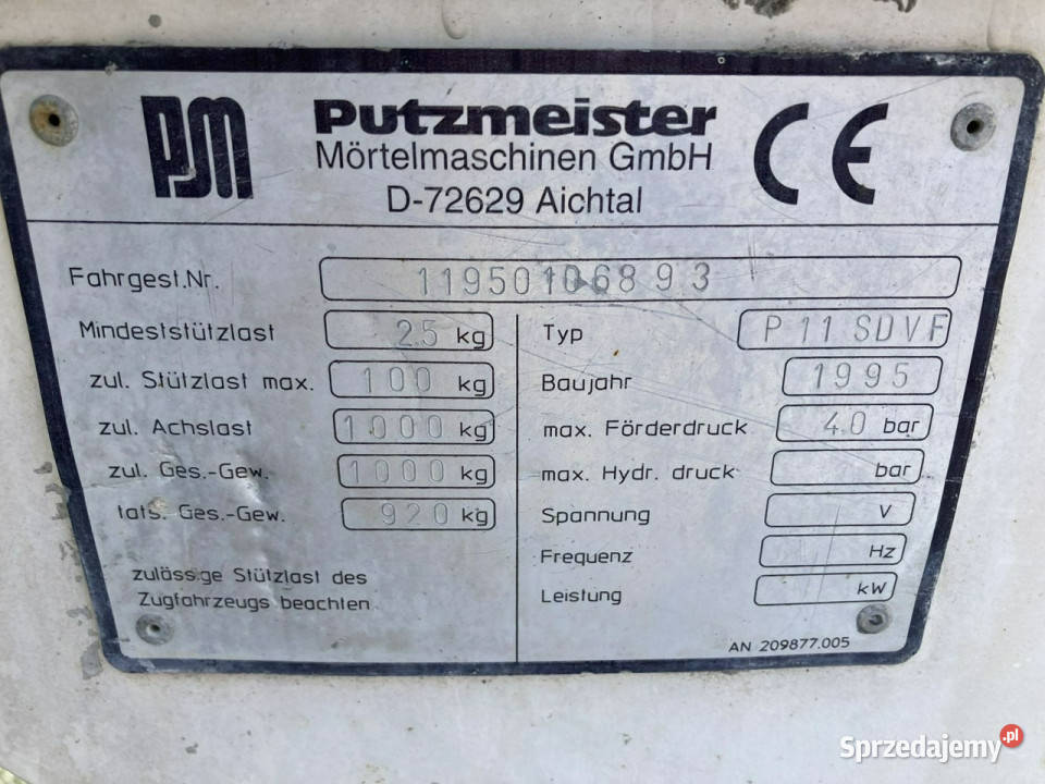 Inna inny Mixokret Putzmeister P11 SDVF pompa do Samochody dostawcze Syców sprzedam