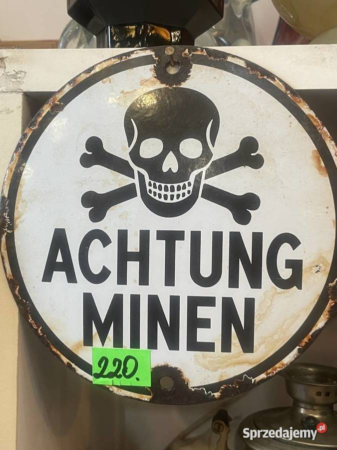 Tablica emaliowana Achtung Minen Kraków
