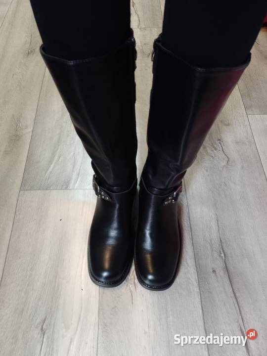 40 Czarne zdobione Kozaki oficerki biznesowe małopolskie Kraków sprzedam