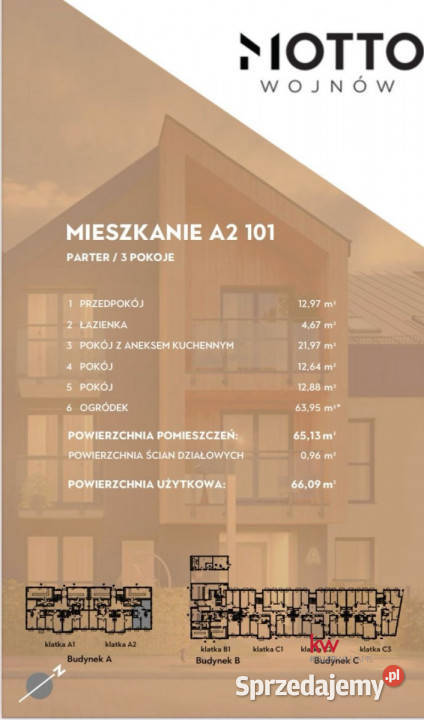 Mieszkanie 6513m2 3 pokoje Wrocław