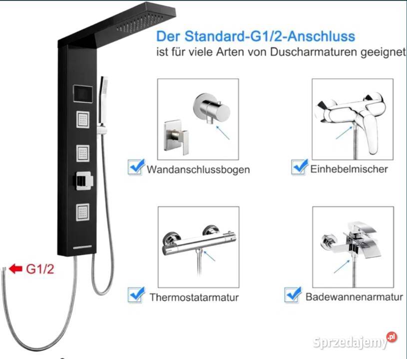 Panel Prysznicowy 4w1 Deszczownica Dysze Poraj