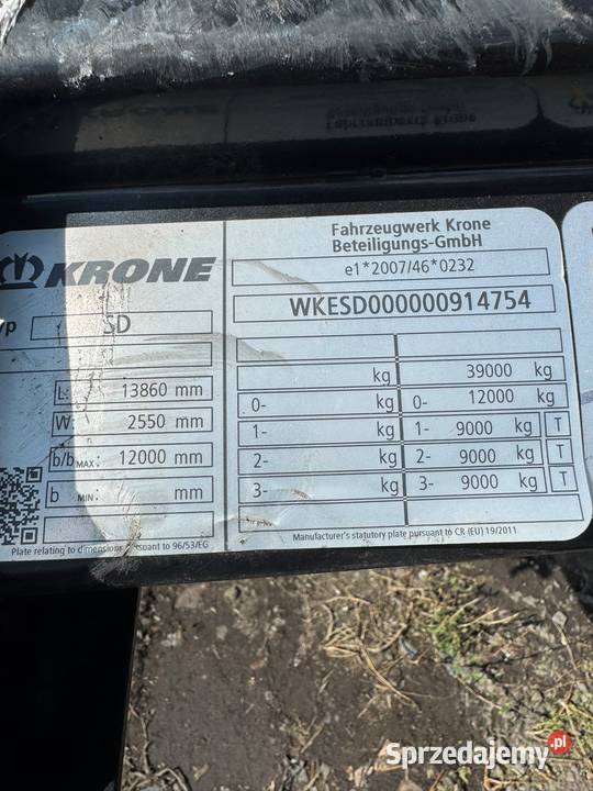 Krone Model standard osie BPW Wilczyna