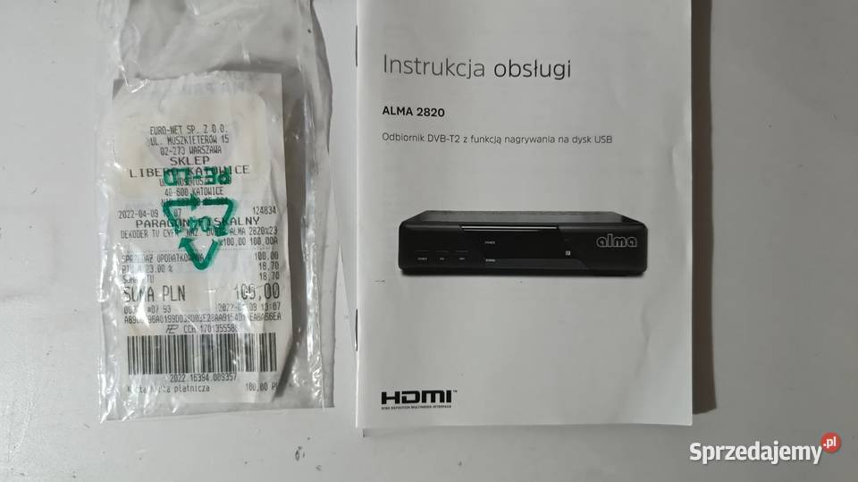 Dekoder Tuner DVBT2 Alma 2820 Katowice sprzedam