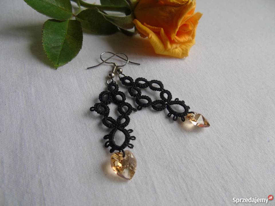 Kolczyki Frywolitkowe Wiśniowa sprzedam