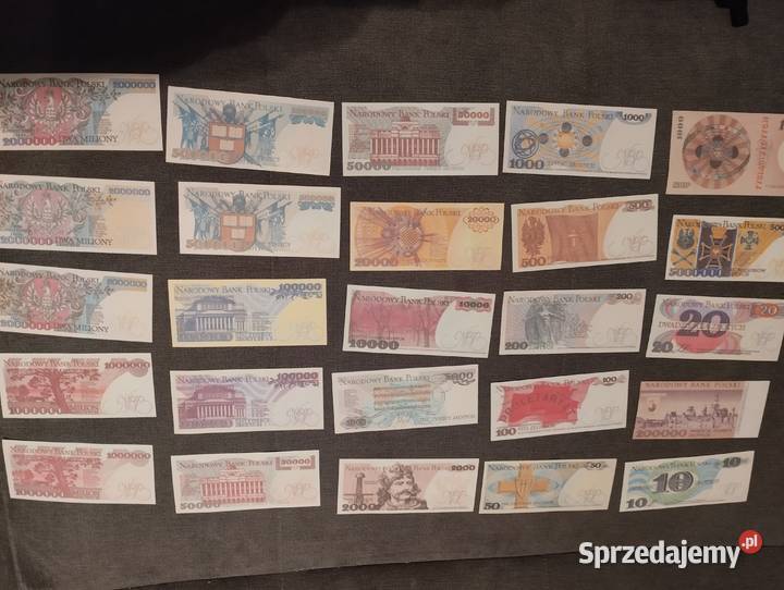 zestaw 25 sztuk polskich banknotów PRL podlaskie Białystok