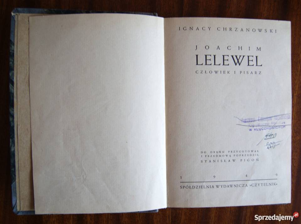 Ignacy Chrzanowski Joachim Lelewel 1946 Proza i poezja
