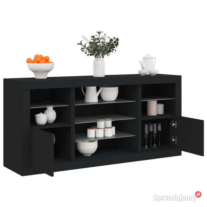 Szafka z oświetleniem LED czarna 1425x37x67 Warszawa sprzedam