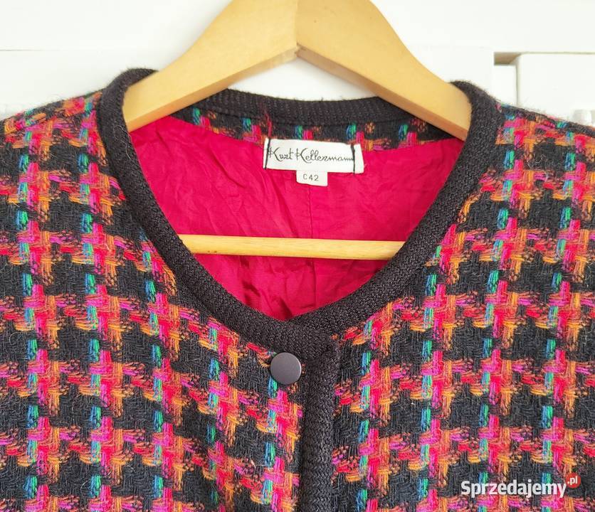 Wełniana marynarka vintage M retro kurtka wełna Szczecin