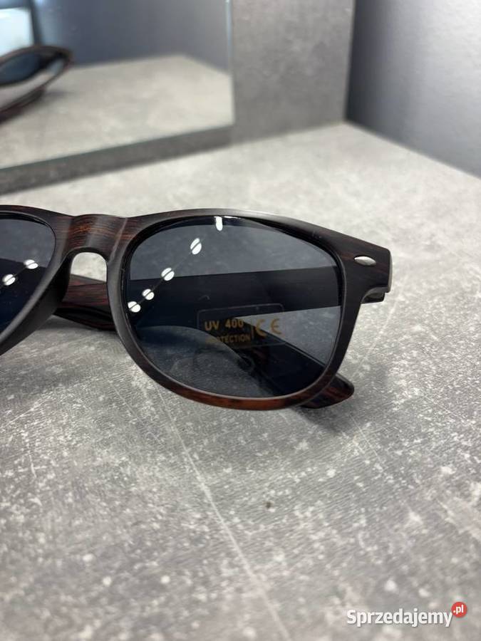 Okulary Wayfarer brązowe z czarnymi szkłami