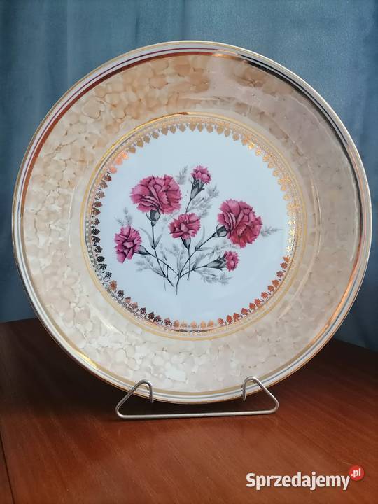 Duży Talerz Patera Dekoracyjna Goździki dolnośląskie Wałbrzych sprzedam