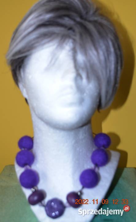 HANDMADE eco naszyjnik wełna czesankowa i korale Rękodzieło Kętrzyn sprzedam