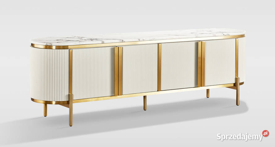 Szafka RTV złota kremowa Omega z blatem Golkowice